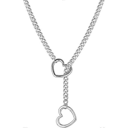 Halsband med hjärtformad O-ring och glidkedja för kvinnor, kubansk kedja i rostfritt stål, punkrock-halsband, handgjort