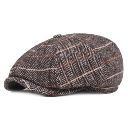 Baretterhat Retro Baretter Mænds Efterår og Vinter Peaked Cap Art Ungdom Daglig Bay Hat Vinterhat Ældre Octagonal Cap Gray M(56-58cm)
