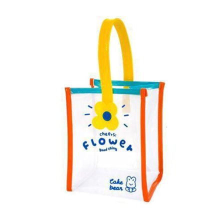 Sød farverig vandtæt mini blomster tote taske gennemsigtig PVC til shopping 6,1 X 7,9 X 4,1 tommer