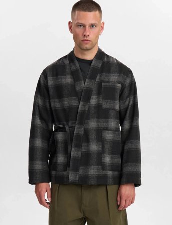 Anerkjendt Akjesper Wool Check Kimono - Black - S