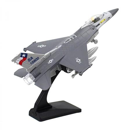 1:100 F-16 jaktplan modell i formgjuten legering med blått stativ