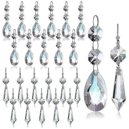 24 st Klara Kristallprismor för Ljuskrona, 38mm Droppformade Istappshängen Reservdelar