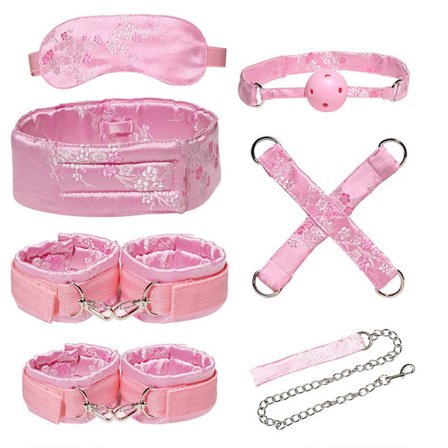 BDSM Sett Tang Dynasty Retro Jacquard Sexleketøy Bondage Bandasje Håndjern Håndjern Par Flørting Bind for Øynene Knebel Alternativt Spill