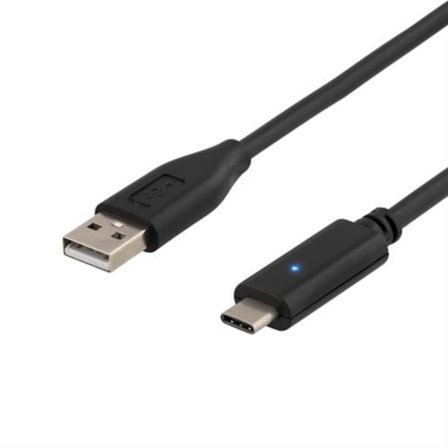 DELTACO USB 2.0 kabel, Typ C - Typ A ha, 2m, svart