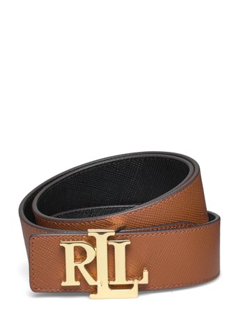 Lauren Ralph Lauren Logo Reversible Textured Wide Belt - Brown - L