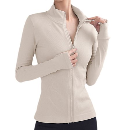 Valkoiset treenivaatteet naisten pitkähihainen toppi urheiluun juoksuun joogaan