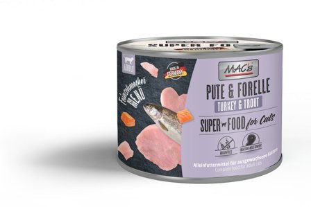 Mac's Super Food for Cats Gourmet Kalkun og Ørret Våtfôr - 180g