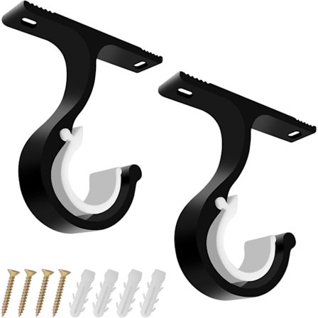 Set med 2 gardinstångsfästen, gardinkrokar ø20-28mm, tillverkade av aluminiumlegering garderobsstångsfäste för gardin eller garderob (svart)