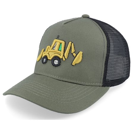 Kinder Kiddo Cap - Grün trucker Cap - Kinder Excavator Tractor Olive Green/Black Trucker @ Hatstore