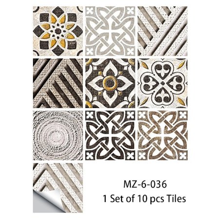 Retro stil grå flise mønster matte gulv klistermærker køkken flise bordplade renovering vandtæt væg klistermærker (10 cm x 10 cm)