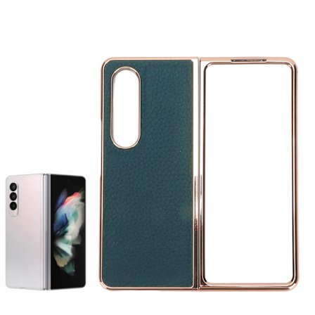 Vikbart telefonfodral för Samsung Galaxy Z Fold 4 Nano-pläterat läderstjärnmönster Repskyddande telefonskydd Blå