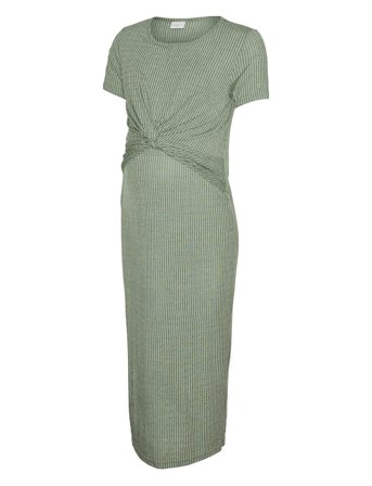 Mlanli June Ss Jrs Midi Dress 2F A. Polvipituinen Mekko Green Mamalicious