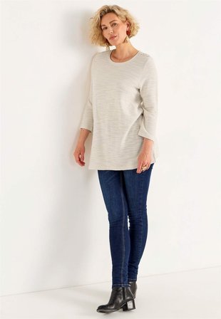 Cellbes of Sweden - Jerseytunika med struktur i beige for damer i størrelse 54/56