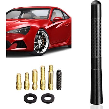 Bilantenn i kolfiber, 12 cm kort bilantenn, universell ersättningsbilantenn med kraftfull AM FM/DAB-mottagning