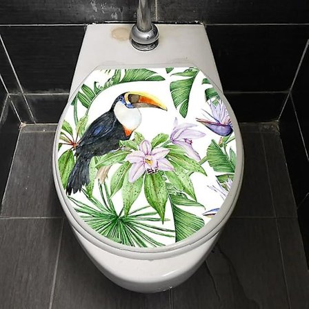 30x35cm 2 stk. Selvklæbende toiletbræt-klistermærker med fuglemotiv til låg, væg, badeværelse, toiletlåg, badeværelsesdekoration