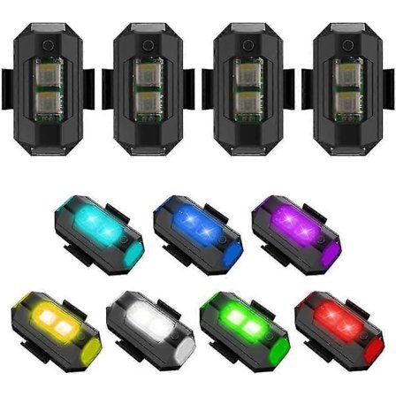 LED Stroboskop Ljus för Flygplan, USB Laddning Drönare Stroboskop Signal Blinkande Ljus, 7 Färger Justerbara Stroboskop Ljus Nattlampa för RC Bil 