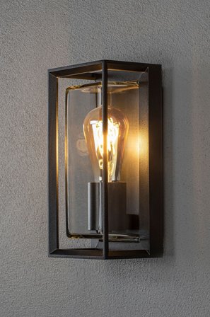 Konstsmide - Væglampe Brindisi sensor E27 26 cm - Sort - Facadebelysning - Fra Homeroom