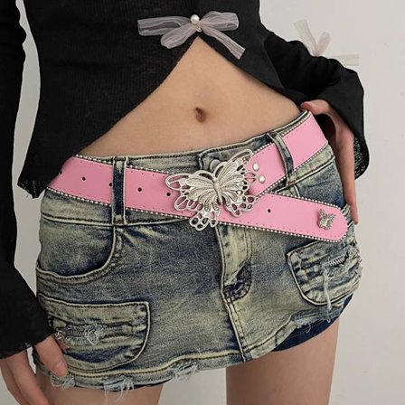 Hip Hop Punk Belt Retro Fashion Belt PINK