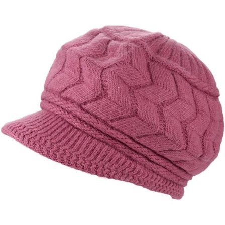 Strikket hue til kvinder - Varm strikket hue til kvinder vinter - Beanie hue - Pink - Grovstrikket