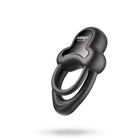 Anello-App-Controlled Vibrating Double Cock Ring with Clitoral Stimulator Black - Vuxen.dk: For ham