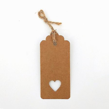 100 stk gaveetiketter, kraft-etiketter med snor, 1,5 x 3,5 tommers brune etiketter