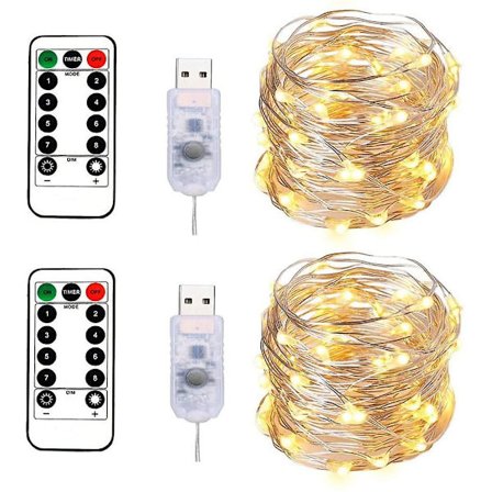 100 Led 10m Usb-valoketju Jouluvalot Lämmin Valkoinen Johto Vedenpitävät Tunnelmavalot (2kpl)