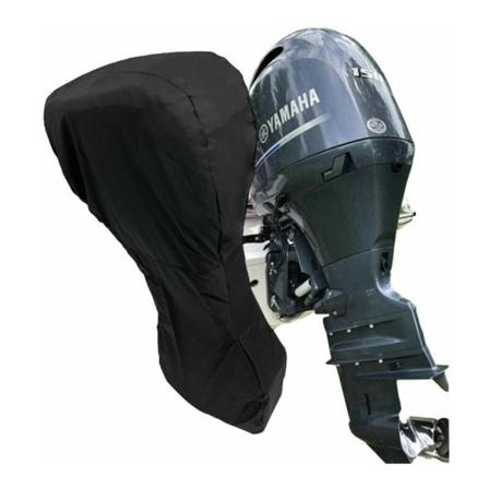 Bådmotordæksel, 420D Heavy Duty Oxford-klud fuld bådpåhængsmotordæksel med PVC-belægning, påhængsbåddæksel Passer til sort——30~60HK 180*144cm,