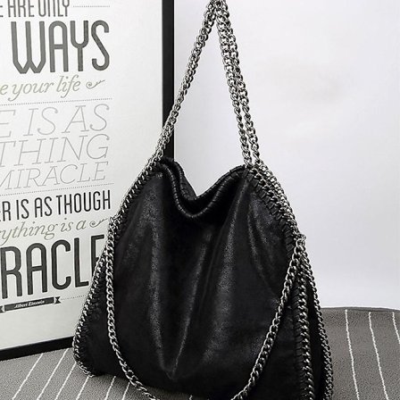 Satchel Shoulder Great Woman Black With Chains Eco-leather