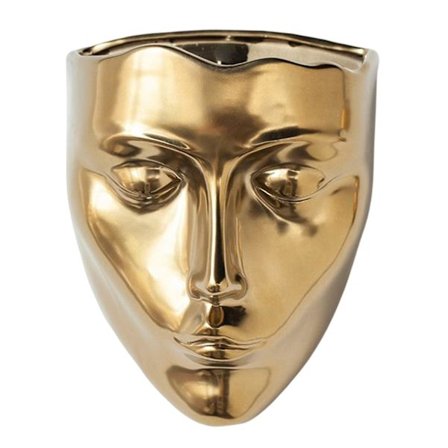 Luova istutuskoneen koristelu seinälle asennettava kasvojen kukkaruukku ulkokäyttöön sisätiloihin kulta