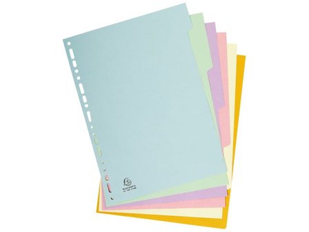 Exacompta Tom avdelare, Forever , presspan, 6 delar, A4, olika pastellfärger - Lyreco - Kontorsmaterial - Pärmar och register - Pappersregister