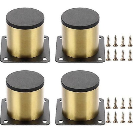 4 st 5 cm Möbelben i Rostfritt Stål - För Stolar, Bord, Garderober, Skrivbord, Med Skruvar, Enkel Montering - Runda (Guld)