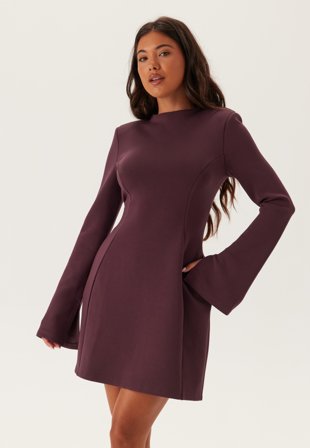 Bubbleroom - Short Power Dress - Burgundy - Kläder
