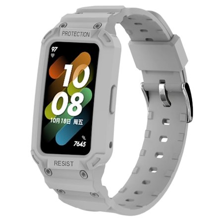 Huawei Band 7 / Honor Band 6 skyddsfodral med klockarmband - Ljusgrå