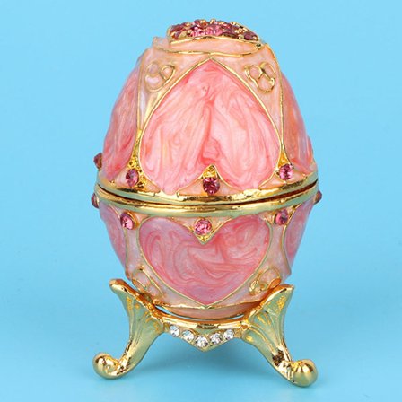 Vintage Emalleret Påskeæg Diamant Smykke Organizer Smykkeskrin Dekoration Gave