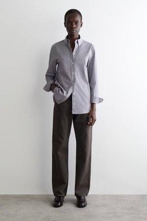 COS Women's Camicia In Cotone A Quadretti Vichy in Blu