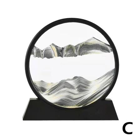 CZQIKEDA Bevegelig Sandkunstbilde Sandscapes, 3D Dynamisk Rund Sand svart One-size