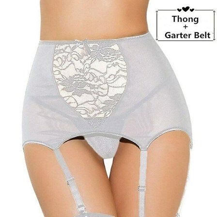 Sexiga underkläder i spets för damer, hög midja, strumpebandshållare, set med strumpor i stora storlekar - Perfet