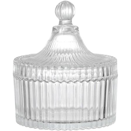 Slikskål med låg, dekorativ slikskål, krystal slikbeholder med låg, glas apotekerglas, bryllupsslikbuffetglas, teltformet madglas (klar)