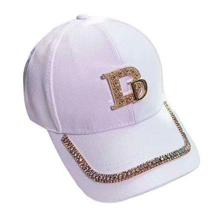 Rhinestones Baseball Caps Peaked Cap WHITE D WHITE D