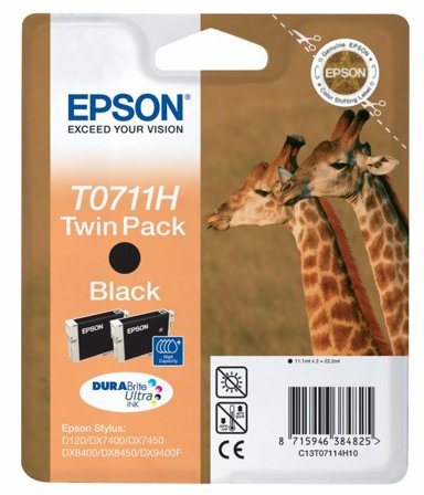 Epson T0711 Twin Pack - 2-pack - høykapasitets - svart - original - blekkpatron