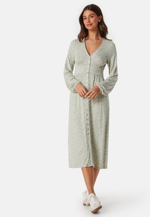 BUBBLEROOM V-neck Midi Button Dress Klær