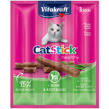 Vitakraft - CatSticks Mini Chicken & Catnip 3x6g, 20 stk. - Katt - Kattegodteri & kattegress - Tyggepinner til katt - ZOO.no