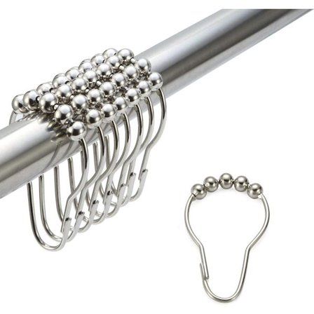 Duschdraperi krokar Rostfritt stål Gardinkrokar 5 bollar Badrum Gardin Hängande ring Duschdraperi ring