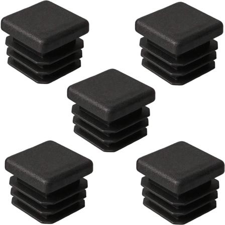 24 stk firkantede plastendestykker (20mmx20mm) Sorte innvendige plugger firkantede ribbede rør Anti-skli matte rørhetter Sett inn rørplugger for bord 