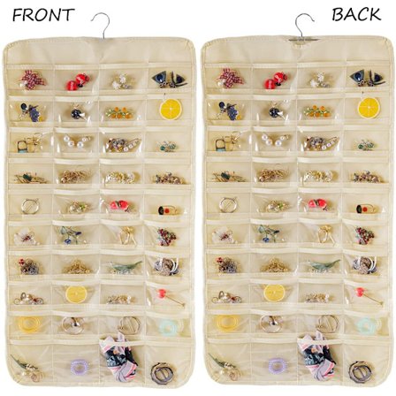 80 lokeron säilytyspussi kuitukangasta kaksipuolinen korujen ripustuslaukku oven kaapin säilytyspussi kaulakorujen korujen pölytiivis säilytyslaatikko