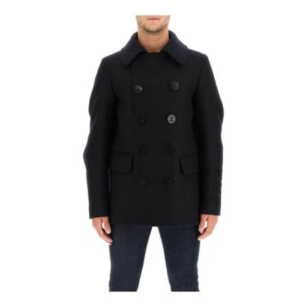 Dsquared2, Double-Breasted Coats Blauw, Heren, Maat:L
