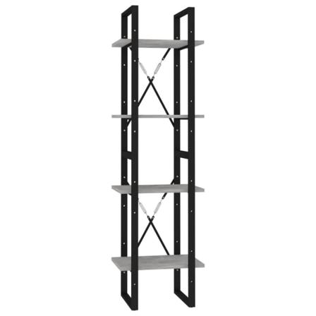 Vidaxl Bokhylla 4 Hyllor Betonggrå 40x30x140 Cm Konstruerat Trä Grå