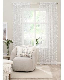 Gardinfag Bird jacquard vævet blonde 2-pak Hvid