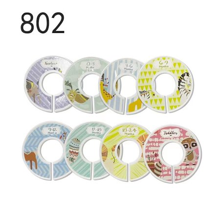 Baby Garderobeskiller, 8 stk. 9 cm Runde Dobbeltsidede Skillerophængere, Tøjstørrelsesskiller til Nyfødt Dreng eller Pige, Kompatibel med Standard Tøj