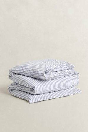 GANT Wohnaccessoires Cotton Linen Striped Einzelbettbezug (155x220) Blau